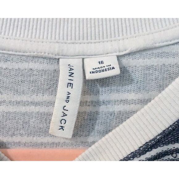 Size 16 - Janie and Jack Blue & White Striped Long Sleeve T-Shirt - Picture 2 of 4